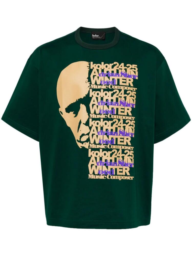 Kolor graphic-print cotton T-shirt - Green Cover