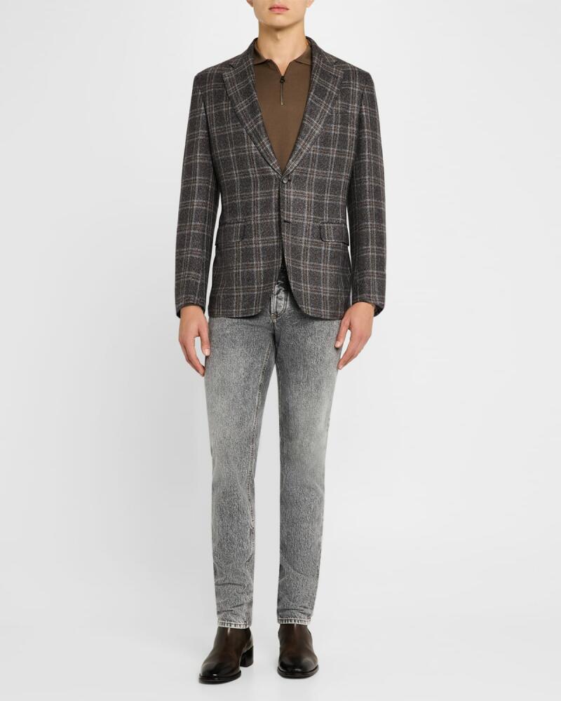 Brioni Men's Wool-Cashmere Plaid Sport Coat Cover