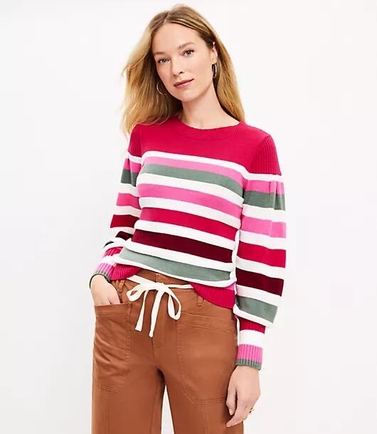 Loft Petite Striped Honeycomb Stitch Sweater Cover