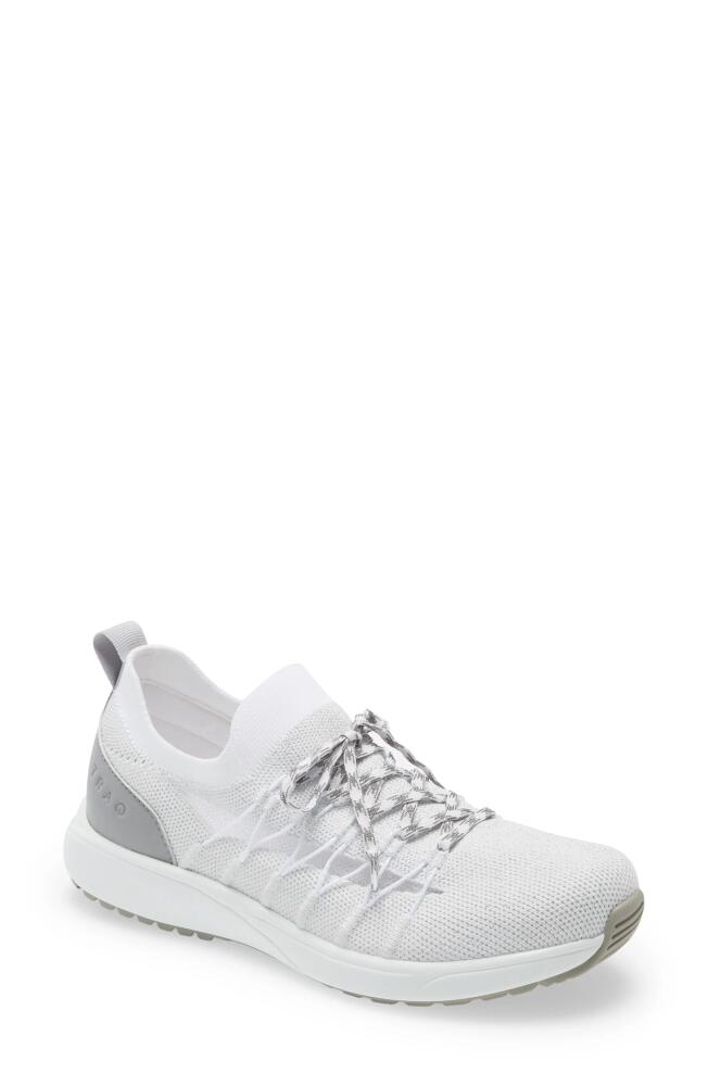 TRAQ by Alegria Synq 2 Knit Sneaker in Silver Leather Cover