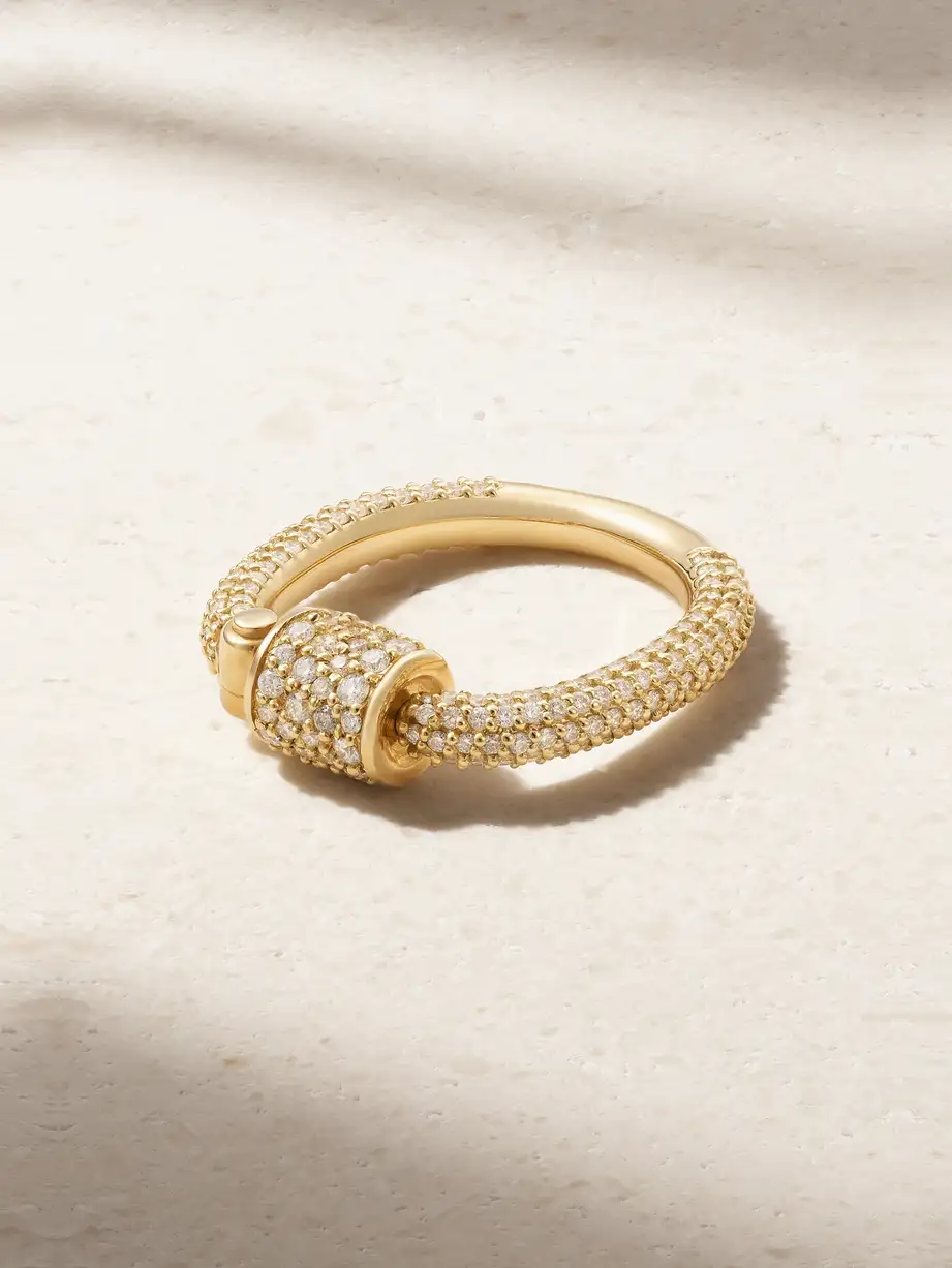 Marla Aaron - Allstone Trundle Lock 18-karat Gold Diamond Ring - 6 Cover