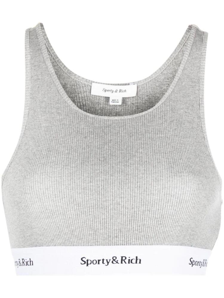 Sporty & Rich logo-underband ribbed sports bra - Grey Cover