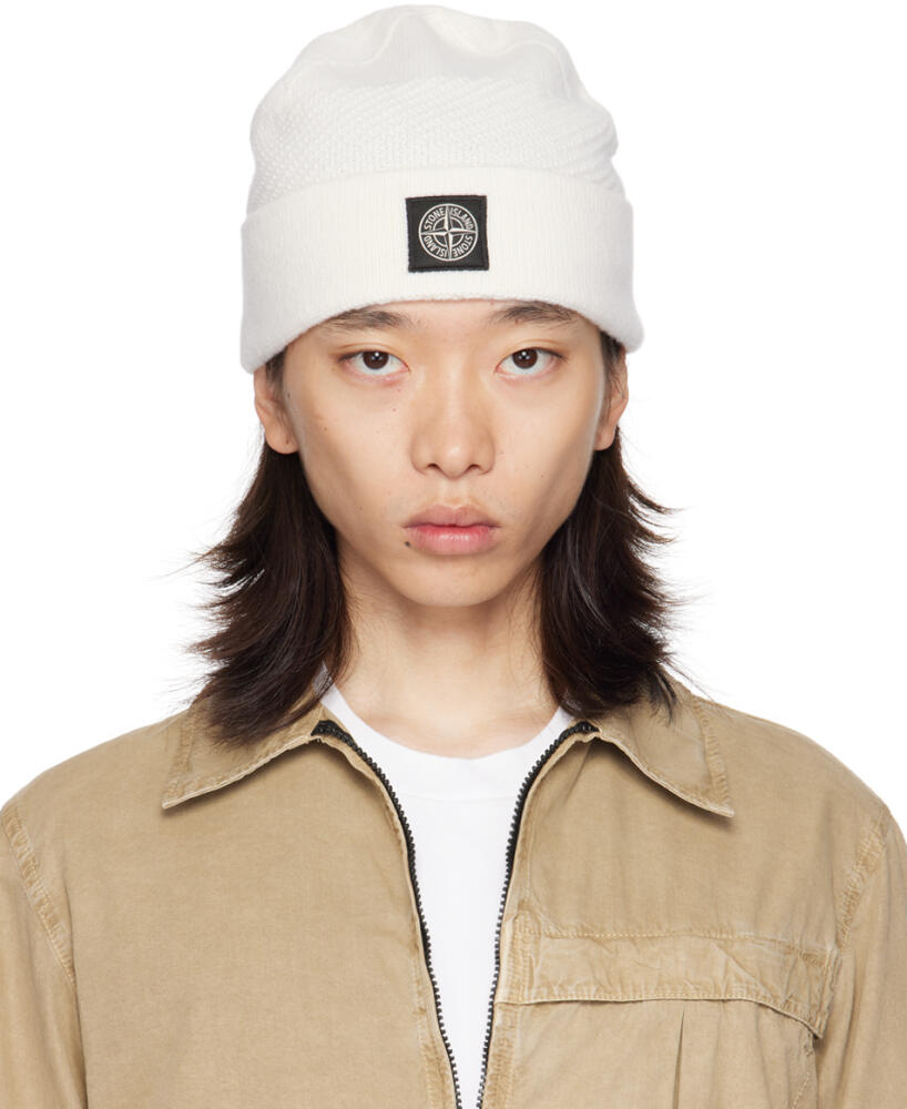 Stone Island Off-White Knitted Badge Beanie Cover