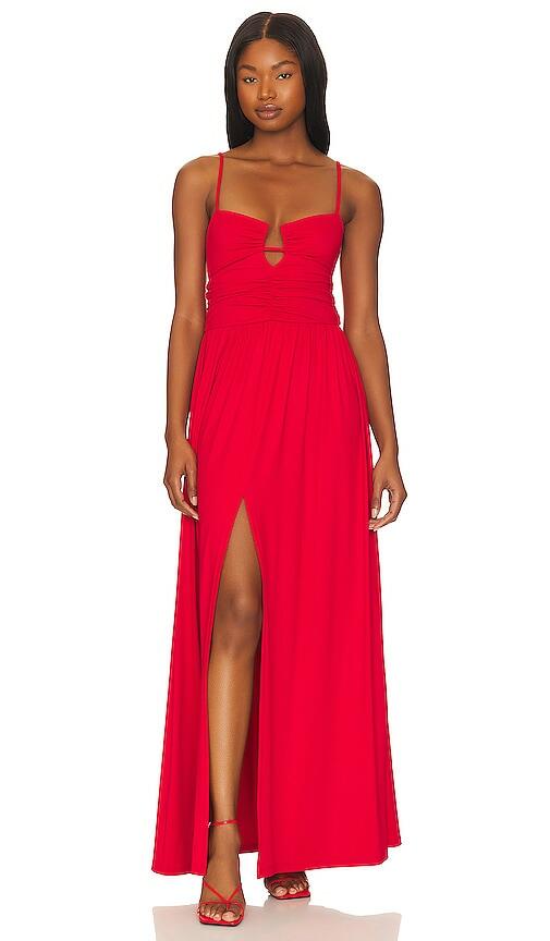 Susana Monaco String Gather Maxi Dress in Red Cover