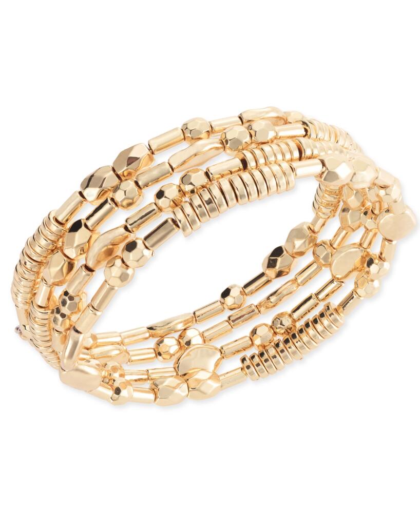 Style & Co Silver-Tone Beaded Multi-Row Coil Bracelet, Created for Macy's - Gold Cover