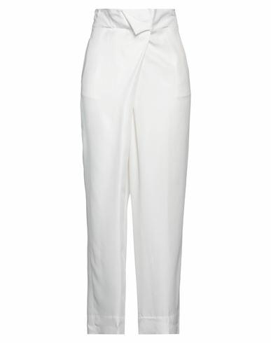 Ferragamo Woman Pants White Viscose, Silk, Lambskin Cover