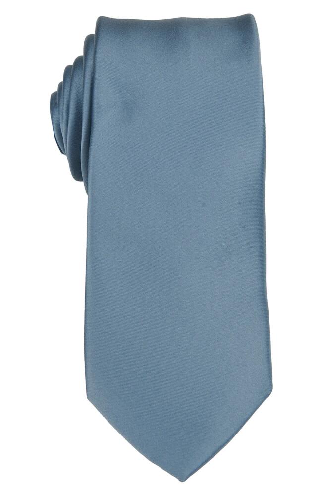 Brooklyn Brigade Solid Satin Tie in Dusty Blue Cover