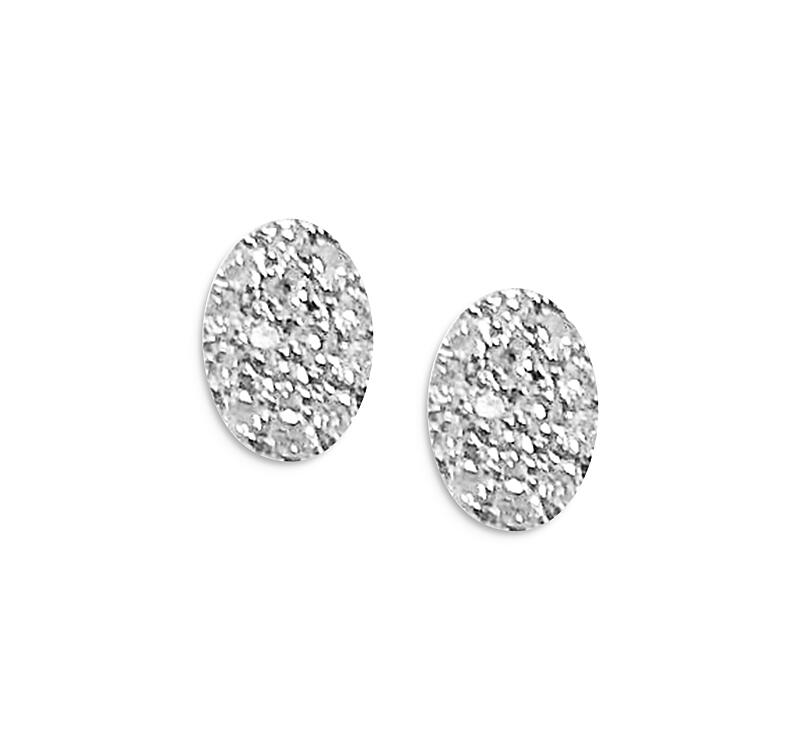 Meria T 14K White Gold Pave Diamond Oval Stud Earrings Cover