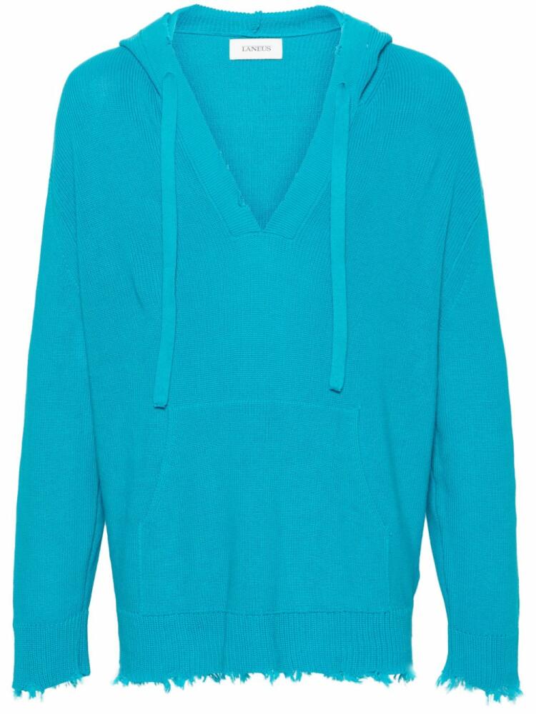 Laneus knitted cotton hoodie - Blue Cover