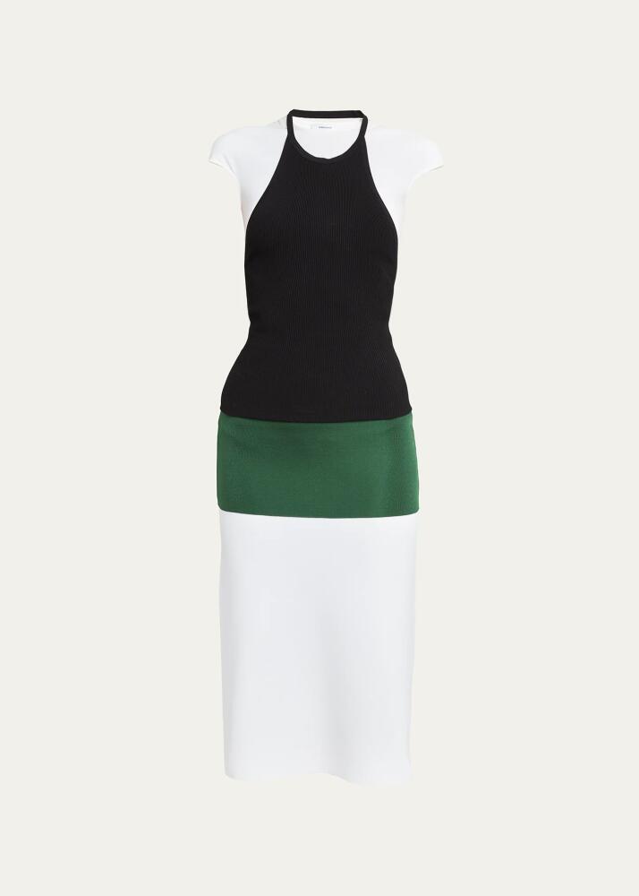 Ferragamo Colorblock Layered Cap-Sleeve Midi Dress Cover