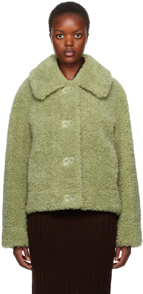 Stand Studio Green Melina Faux-Shearling Jacket Cover