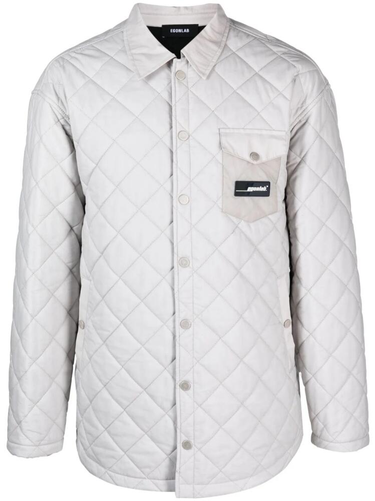 EGONlab. logo-patch quilted jacket - Grey Cover