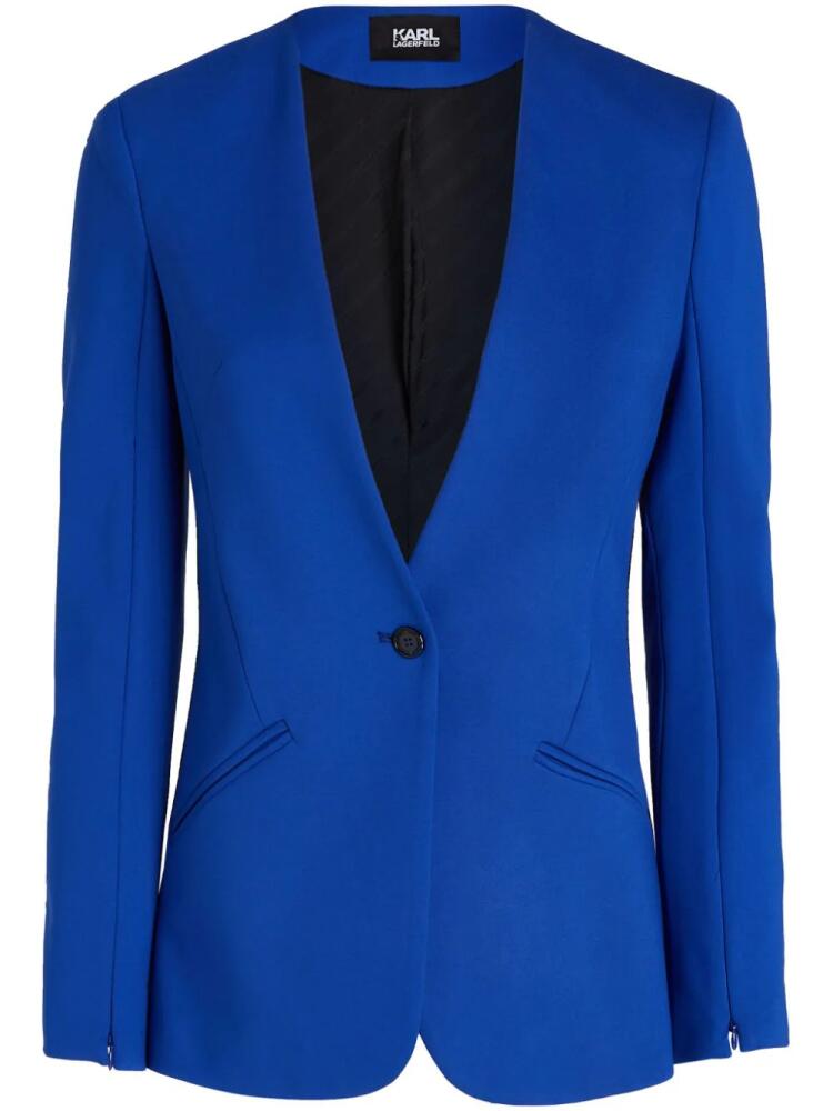 Karl Lagerfeld collarless single-breasted blazer - Blue Cover