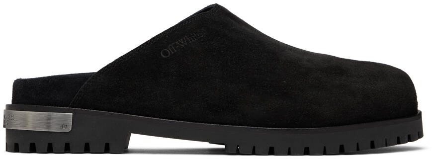 Off-White Black Metal Logo Suede Clogs Cover