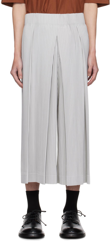 HOMME PLISSÉ ISSEY MIYAKE Gray Tucked Trousers Cover