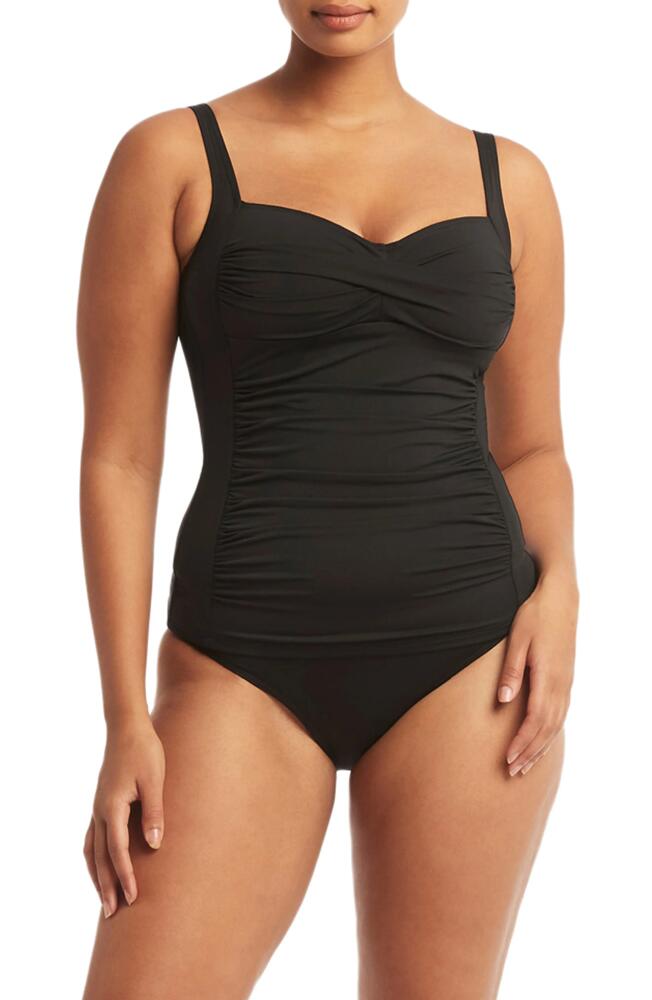 Sea Level Twist Front Multifit Tankini Top in Black Cover