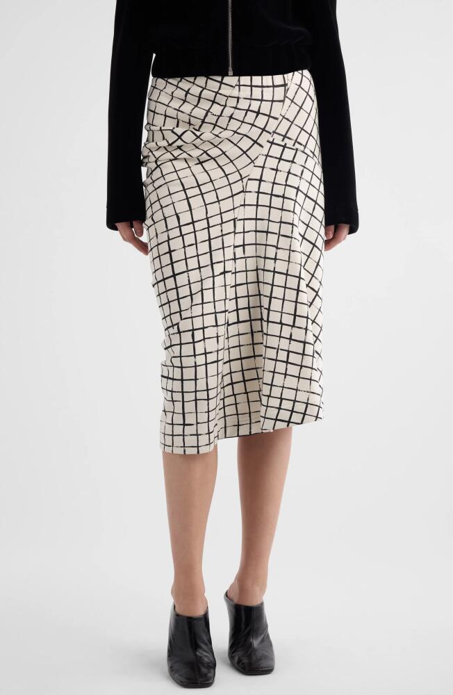 Dries Van Noten Harens Grid Print Asymmetric Cotton Skirt in White Cover