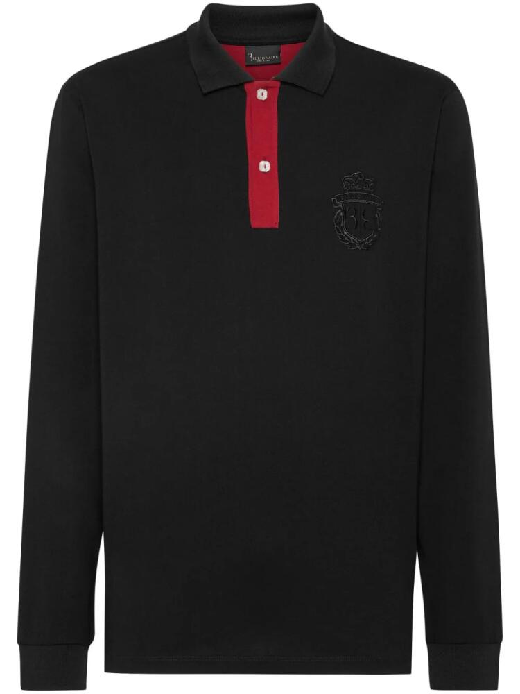 Billionaire crest-embroidered cotton polo shirt - Black Cover