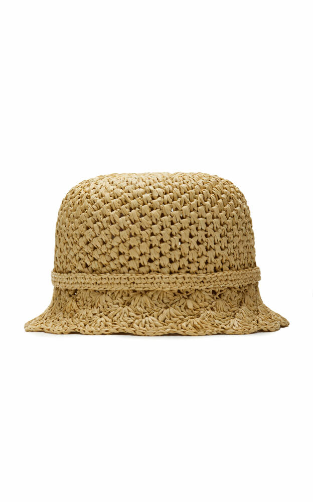 Valentino Garavani - VLogo Crocheted-Raffia Bucket Hat - Neutral Cover