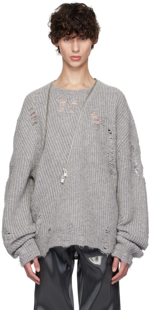 HELIOT EMIL Gray Distressed Sweater Cover