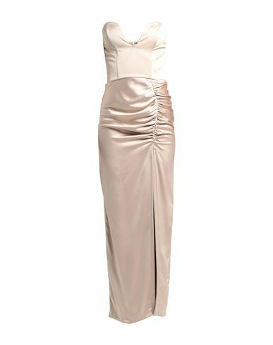 Actualee Woman Maxi dress Beige Polyester Cover