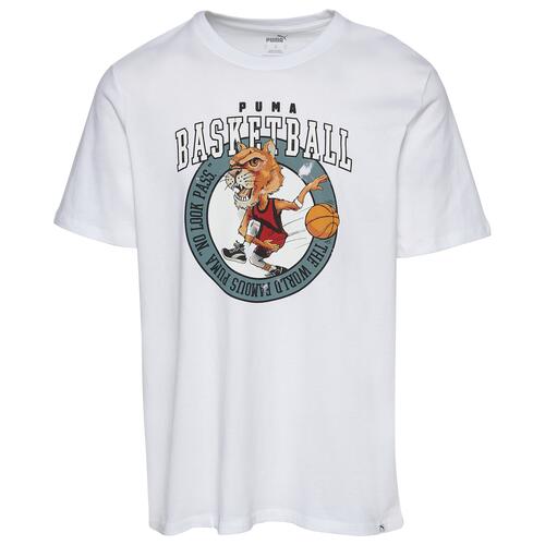 PUMA Caricature Basketball Pass T-Shirt - Mens White/Grey Cover