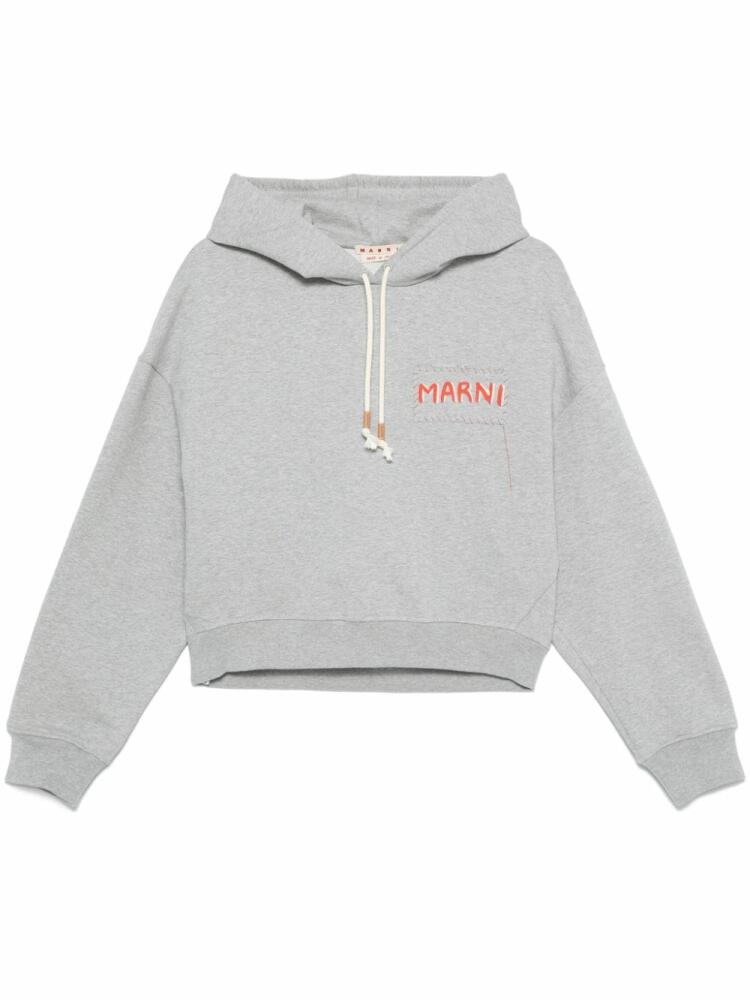 Marni logo-patch hoodie - Grey Cover