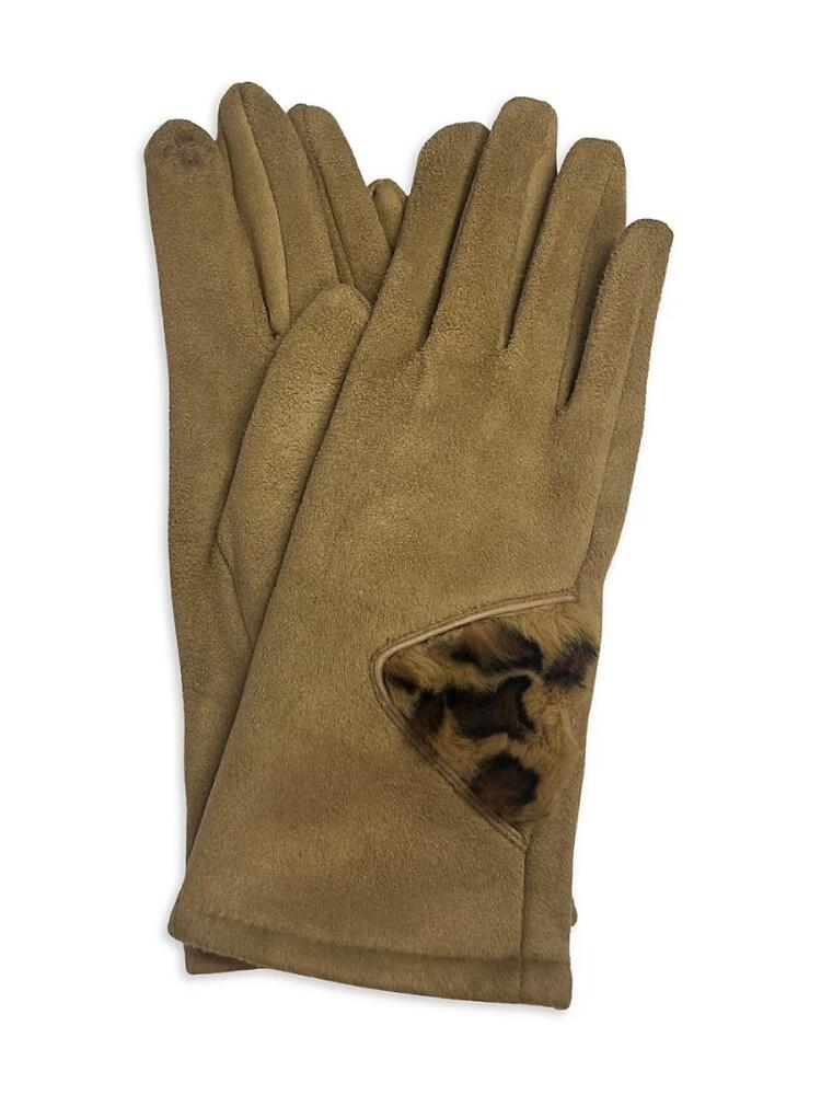 MARCUS ADLER Women's Vegan Suede Faux Fur Gloves - Black Cover