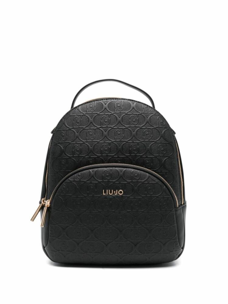 LIU JO embossed-logo backpack - Black Cover