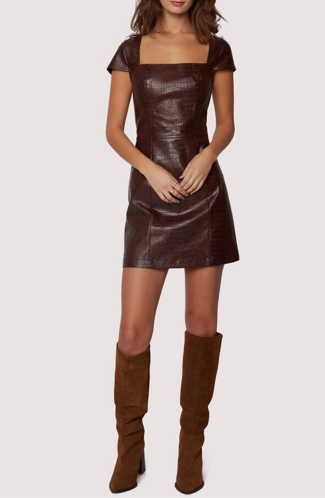 Lost + Wander Idalia Embossed Faux Leather Minidress in Brown Cover