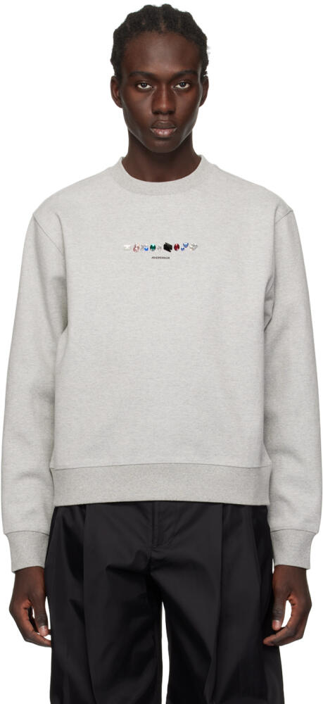 ADER error Gray Crystal-Cut Sweatshirt Cover