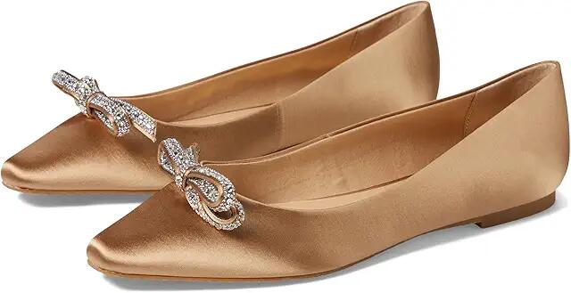 Jewel Badgley Mischka Hesther (Dark Nude Satin) Women's Flat Shoes Cover