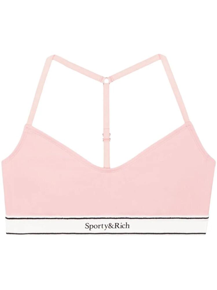 Sporty & Rich Serif Logo racerback sports bra - Pink Cover