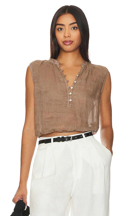 Bella Dahl Sleeveless Elastic Waist Pullover in Brown Cover