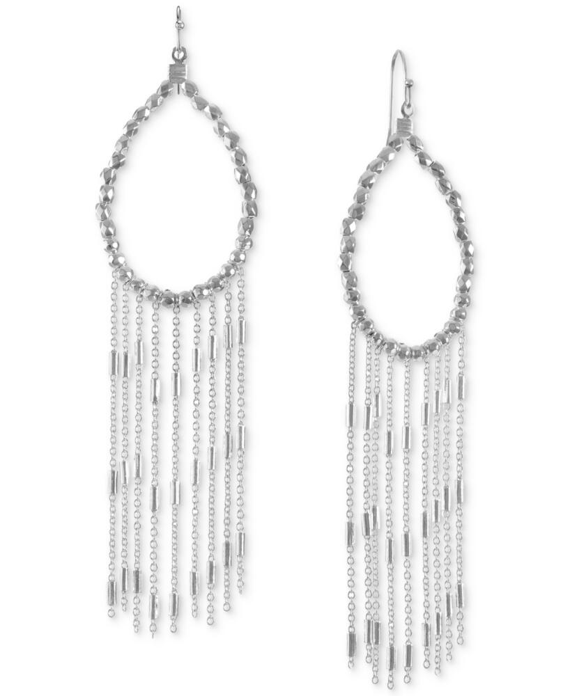 Style & Co Silver-Tone Beaded Pear-Shape & Fringe Statement Earrings, Created for Macy's - Silver Cover