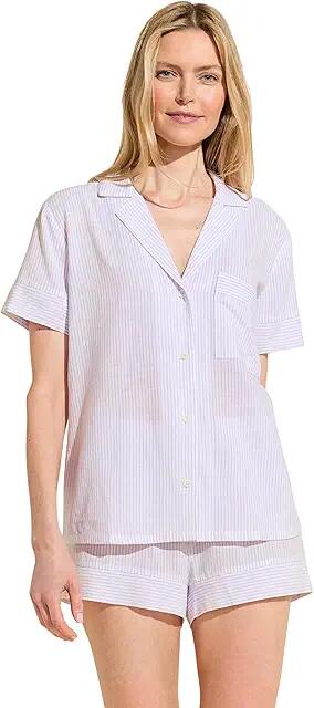 Eberjey Nautico Shortie Pj Set (White/Lavender) Women's Pajama Sets Cover