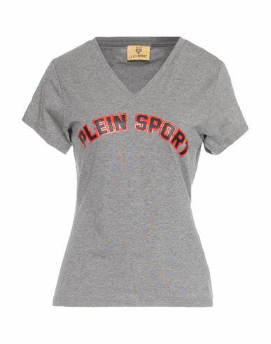 Plein Sport Woman T-shirt Grey Cotton, Elastane Cover