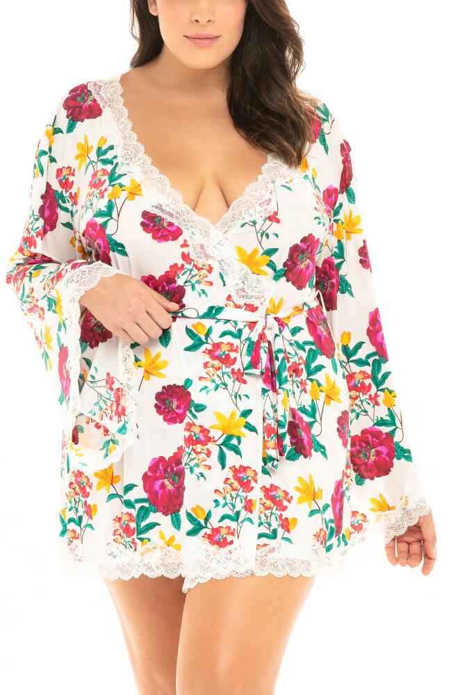 Oh La La Cheri Lace Trim Floral Print Robe in White Floral Print Cover