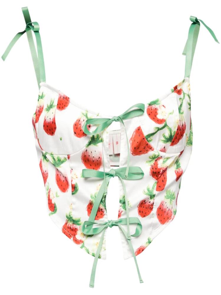 yuhan wang strawberry-print bustier top - White Cover