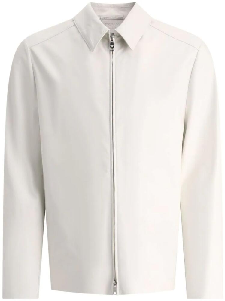 Prada triangle logo leather jacket - White Cover