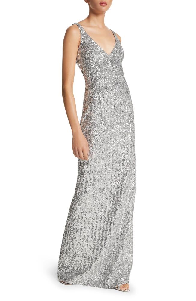 Michael Kors Collection Sequin Column Gown in Silver Cover