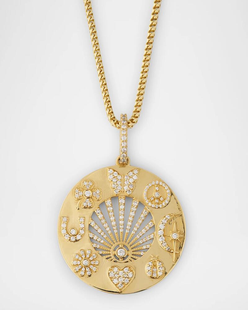 Sheryl Lowe 14K Yellow Gold Wheel of Abundance Franco Diamond Pendant Necklace Cover