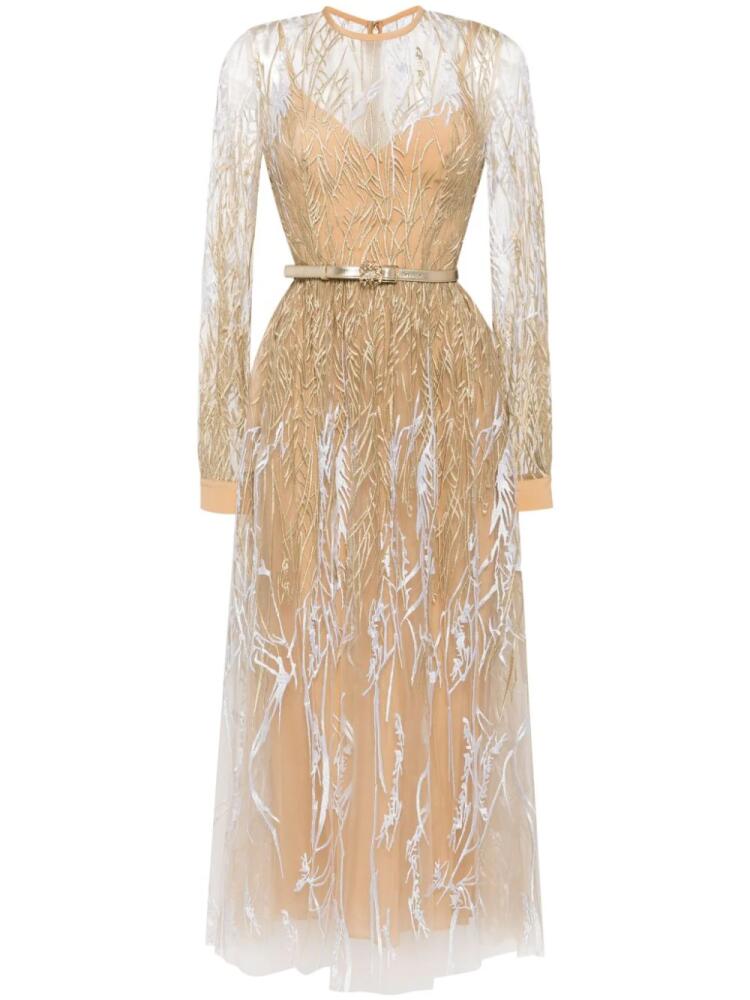 Elie Saab Arboreal midi gown - Gold Cover