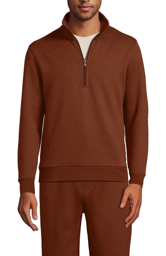 Lands' End Long Sleeve Serious Sweats Half Zip Mock Sweatshirt in Dark Auburn Brown Cover