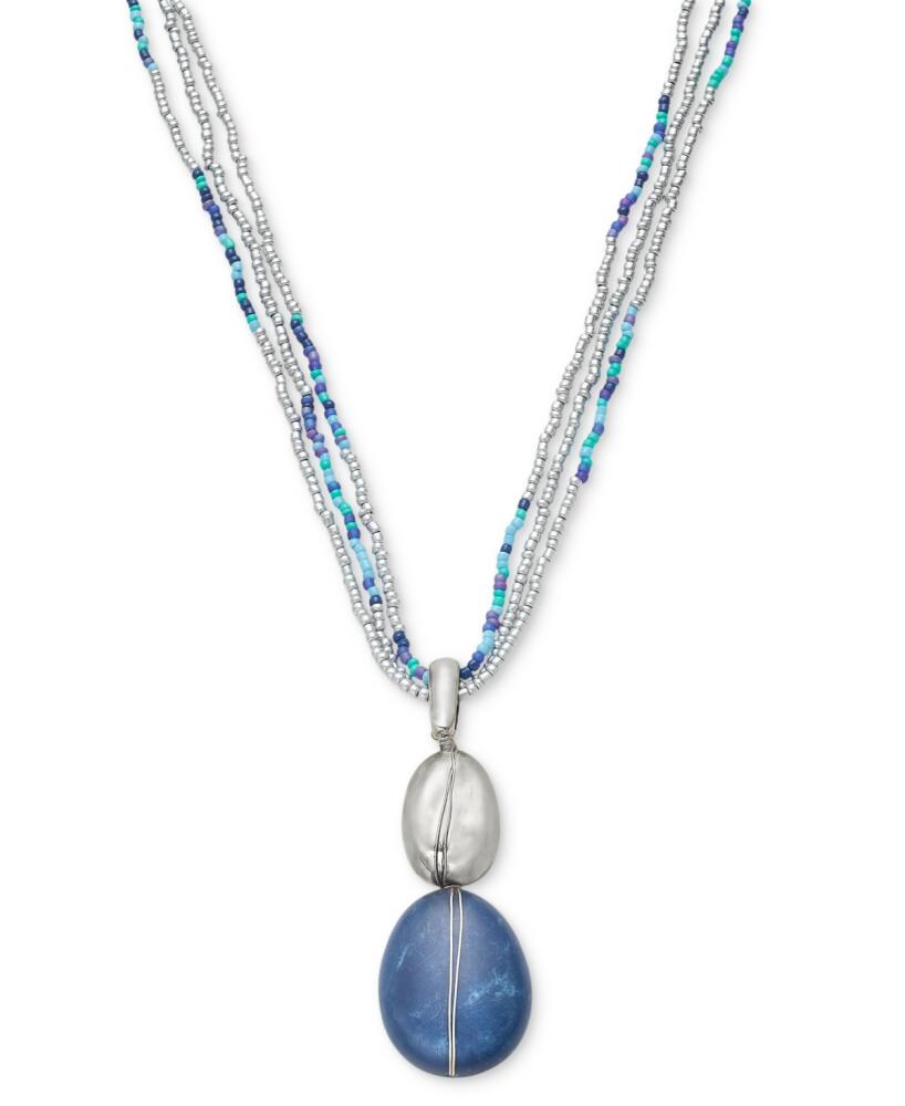 Style & Co Stone & Seed Bead Multi-Chain Pendant Necklace, 17" + 3" extender, Created for Macy's - Blue Cover