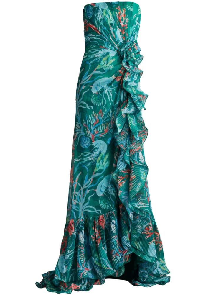 Tadashi Shoji ruffled-design strapless gown - Green Cover