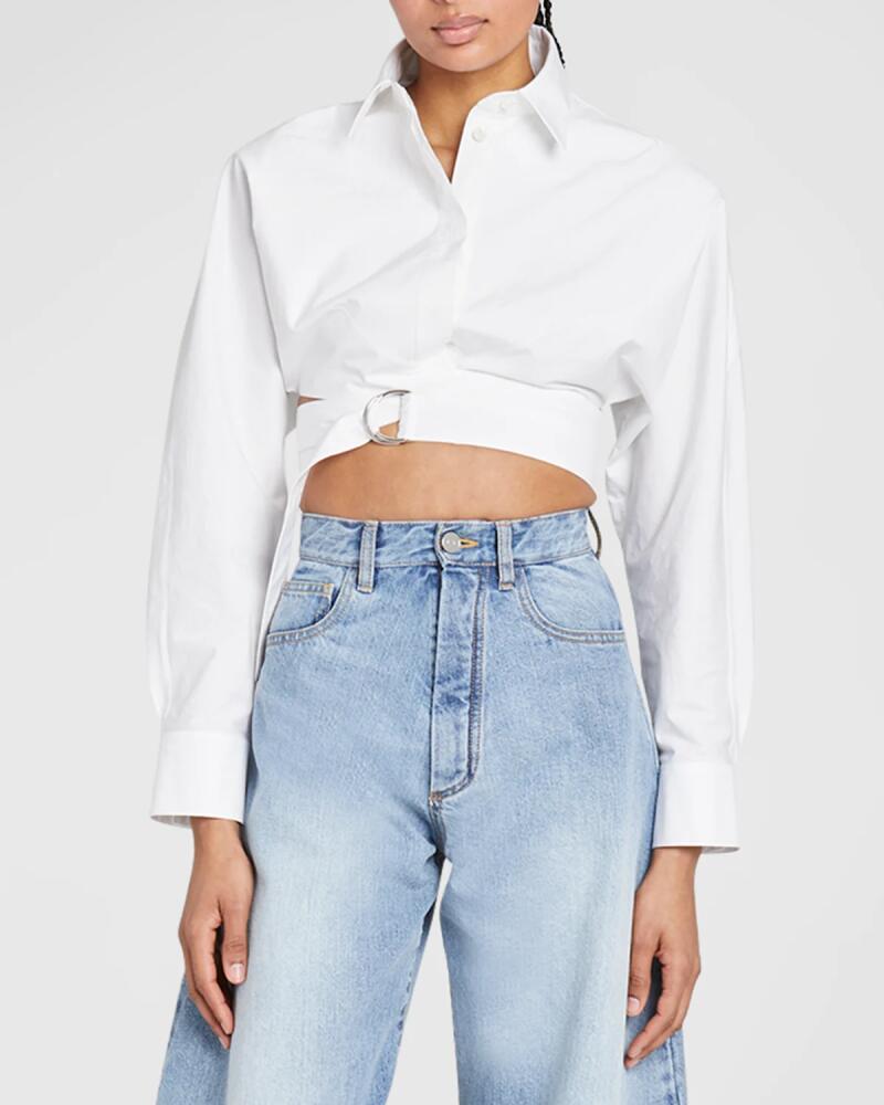 ALAIA Crossover Waist Crop Collared Shirt Cover