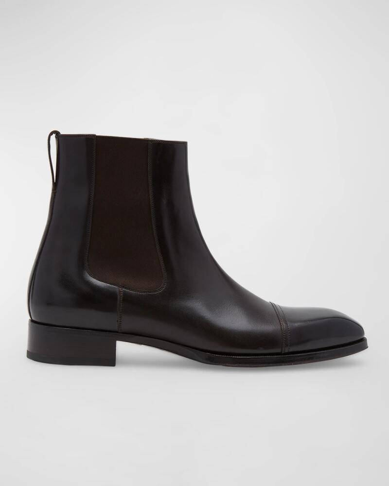 TOM FORD Men's Elkan Burnished Leather Chelsea Boots Cover