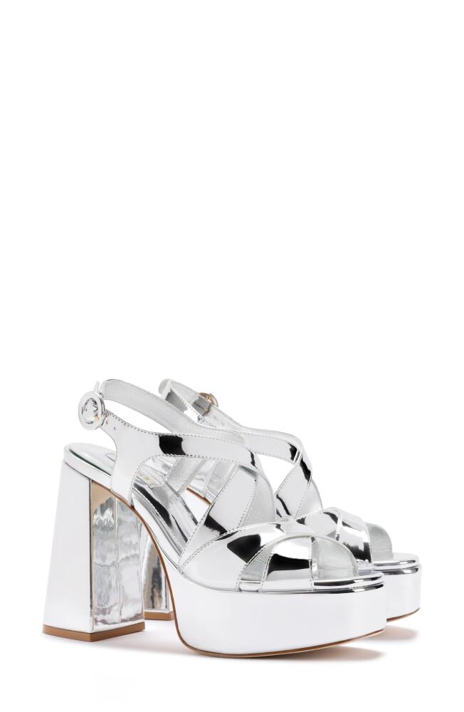 Larroudé Bee Metallic Platform Sandal in Silver Cover