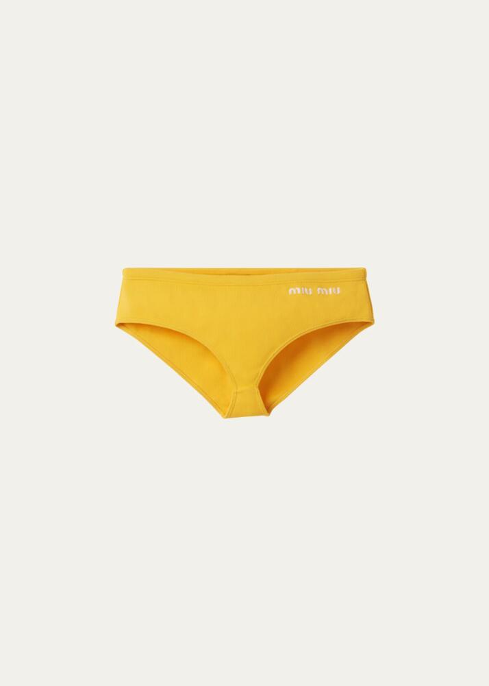 Miu Miu Logo-Embroidered Bikini Bottoms Cover